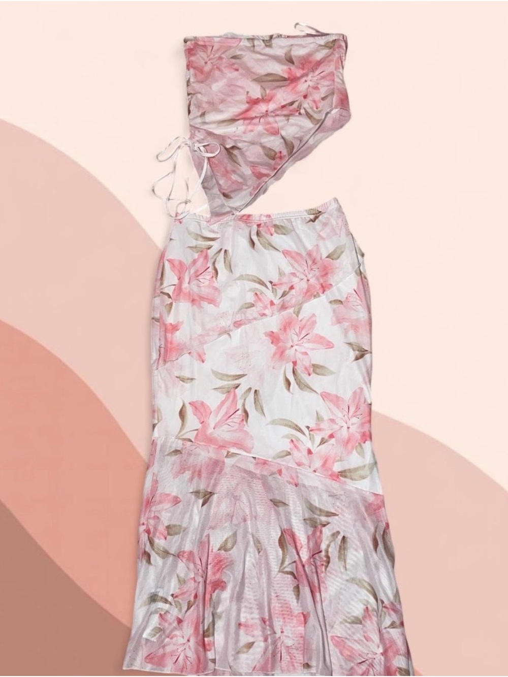 Floral Pink Two-Piece Top & Maxi Skirt Set